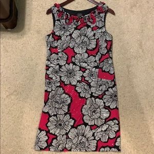 Beautiful Pink, Black, and White Floral Dress